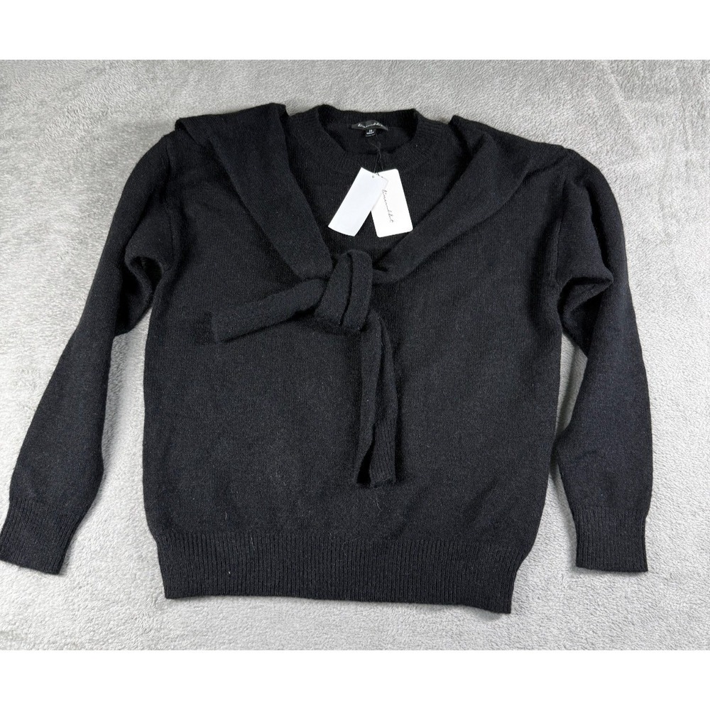 NWT Line & Dot Women's Atlas Over the Shoulder Sleeves Sweater Black X-Small